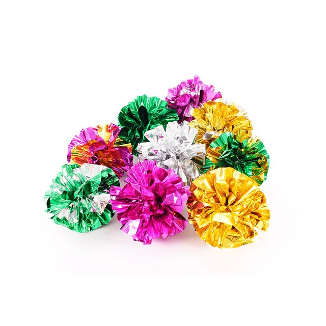 10pcs Colored Cat Toy Cat Toys Ring Paper Foil Ball From Hi Boredom Funny Cat Pet Toys Supplies