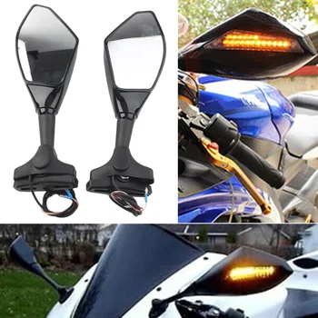 

1" to 2-7/8" Motorcycle Rearview Mirror Assembly w/ LED For Honda For Kawasaki For Yamaha For Suzuki For Triumph For Ducati