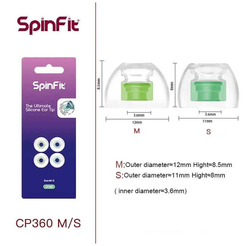 Danu SpinFit CP360 силиконовые повязки для истинных беспроводных Bluetooth наушников ушные наконечники