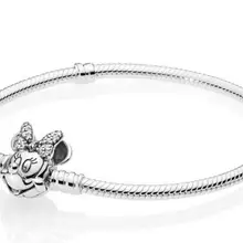 Год 925 пробы серебряный мерцающий портрет Минни Европа ПАН браслет подходит для женщин Шарм браслет Diy ювелирные изделия