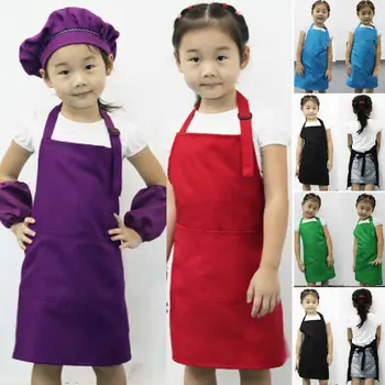 

Limit 500 New Kids Apron Child Painting Cooking Baby Pinafore Solid Color Kitchen Hot Sale Toddler Clean Aprons