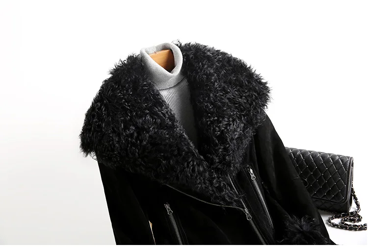 Женское пальто из натуральной овечьей шерсти, парка из натурального овечьего меха, новая зимняя куртка, винтажная модная Байкерская уличная короткая куртка