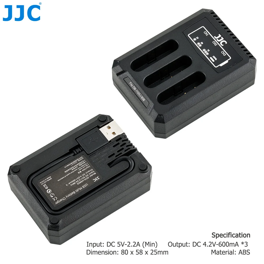 JJC USB мульти зарядное устройство для Ricoh DB-110/Olympus LI-90B/JJC B-DB110 Зарядка 3 батареи со светодиодный индикаторами кабель-удлинитель