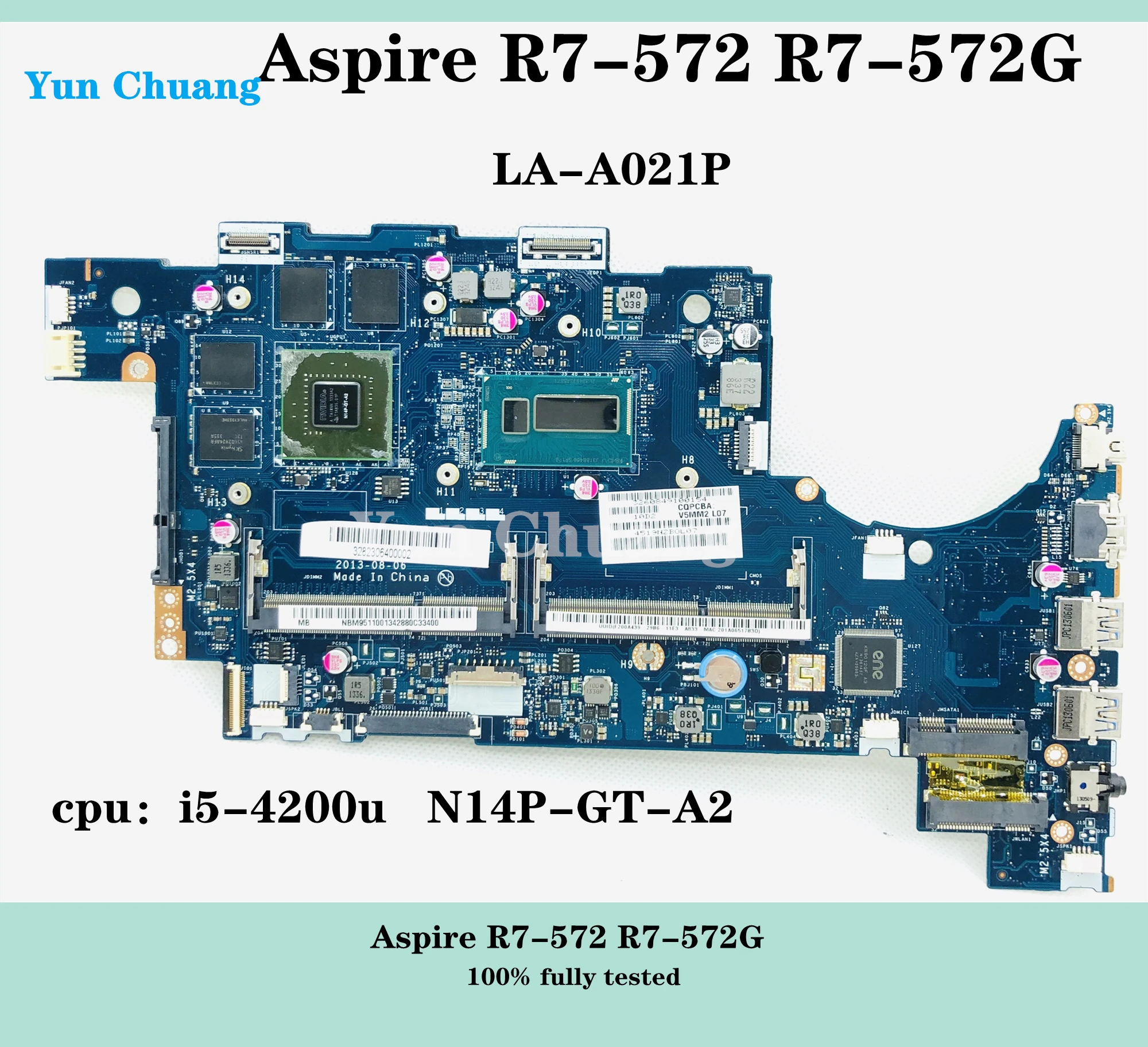 Материнская плата NBM951100 для Acer Aspire R7-572 R7-572G i5-4200U LA-A021P N14P-GT-A2 оригинальная 100%