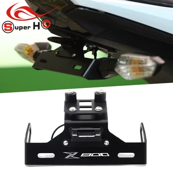 

For Kawasaki Z800 Z800R Motorcycle Accessories Adjustable Angle License Number Plate Frame Holder Bracket LOGO Z800