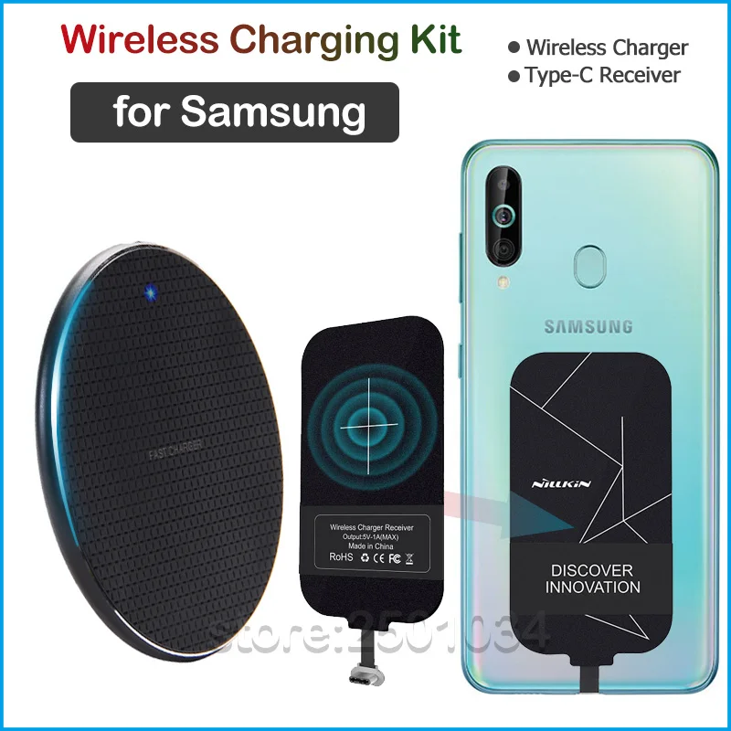 Qi Wireless Charging for Samsung Galaxy A20 A30 A40 A50 A60 A70 A90 A10e A20e A20S A30S A50S A70S Wireless Charger+USBC Receiver