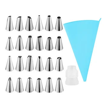 

8/14/26 Pcs Pastry Nozzle Silver Multi Purpose Decor Cakes Set with Cream Pastry Bag Kitchen Gadgets Stainless Steel/TPU