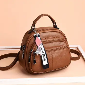 

Small backpack women's new PU leather Street trend women's oblique straddle bag versatile backpack women
