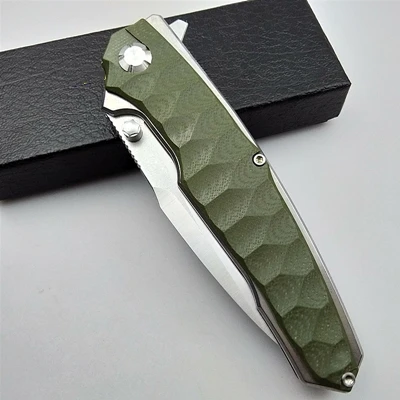 KESIWO folding blade knife D2 tactical camping survival pocket knives hunting flipper G10 handle hiking kitchen outdoor EDC tool - Цвет: green