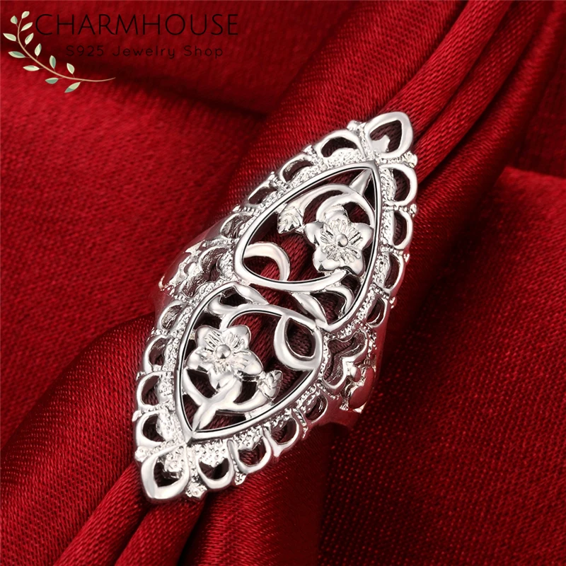 Charmhouse 925 серебряных колец для женщин изысканное длинное свадебное кольцо на