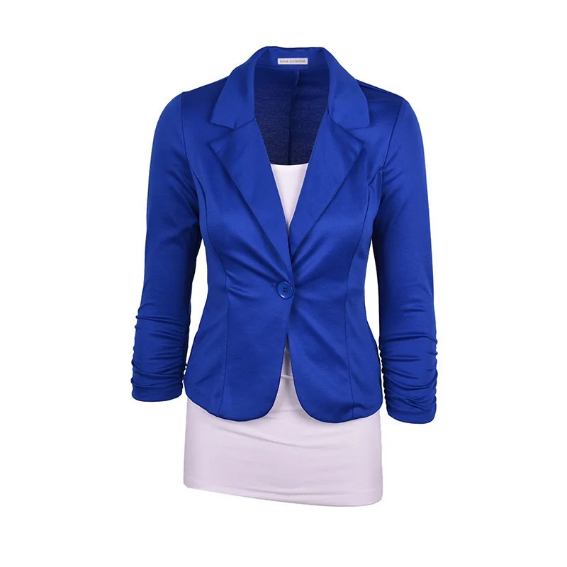 Маленький костюм оптом стиль приталенный костюм на одной пуговице пиджак женский в настоящее время доступен - Цвет: Королевский синий