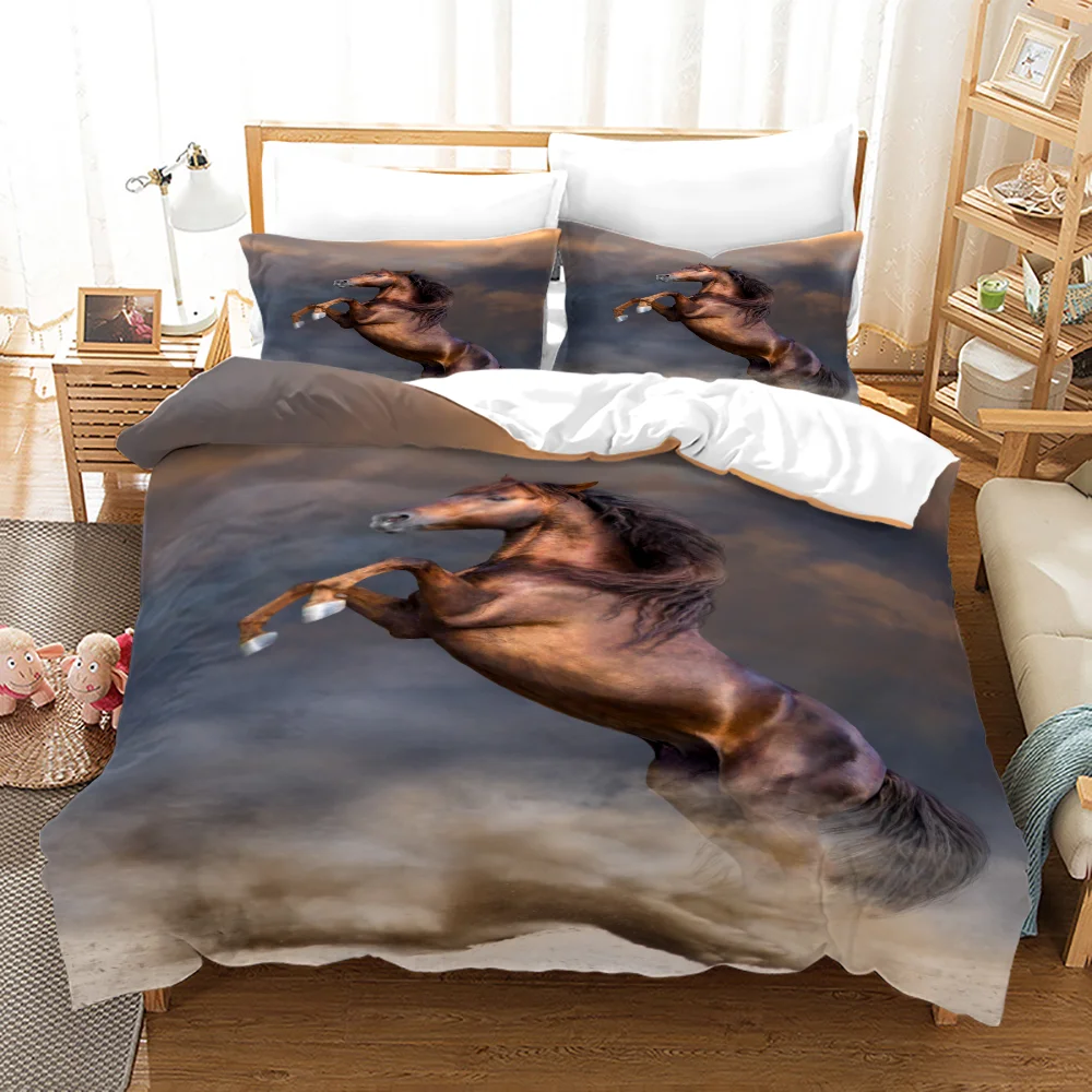 

Horse Bedding Set Single Twin Full Queen King Size Animal Horses Bed Set Children's Kid Bedroom Duvetcover Sets 3D 015