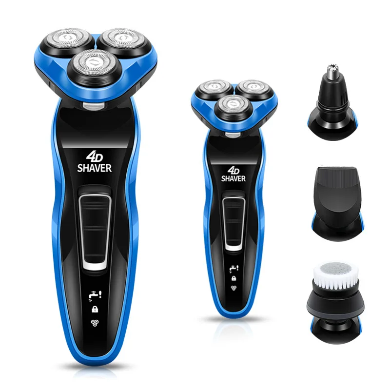 

Men Multi-functional Shaver Rechargeable 4D Electric Shaver Fully Washable Floating Three Cutter Head Beard Knife