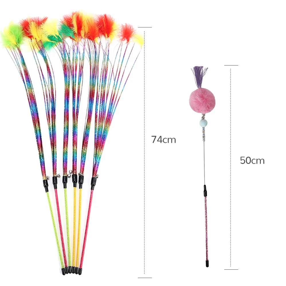 Cat Toy Funny Wand Cat Teaser Stick With Bell Throwing Toy Funny Interactive Plush Toy Stick Feather Wand Supplies#1