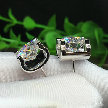 شراء14K الذهب الأبيض مويسانيتي أقراط 5 Mm/piece مجموع 1ct DF اللون المشاركة الزفاف الكلاسيكية 4 مخالب أقراط