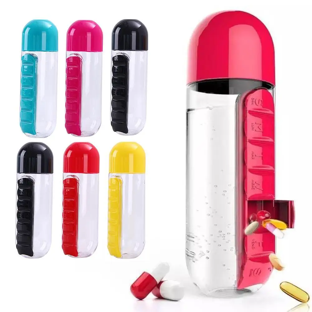 

7 Days Weekly Pill Box Bottle Tablet Pill Medicine capsule Storage Organizer Container Case with Portable water bottle