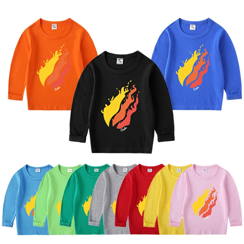 

Children Clothing T-Shirt Tops Boys Girls Casual Long Sleeve Cotton Spring Autumn Costume Fashion Print O-Neck Clothes