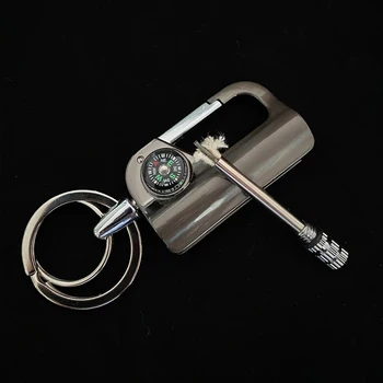 

Permanent Tourist Flint Matches Keychain Compass Lighter Waterproof Flint Free Fire Starter Survival Tool Kerosene Oil Carabiner
