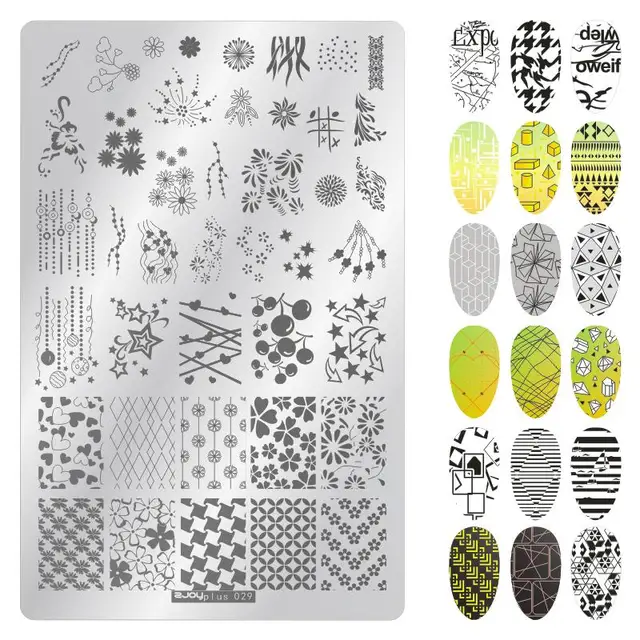 Big Size 9.5*14.5cm Nail Stamping Plates Flower/geometric shaped nail art template for DIY nail art decoration plate tools PLUS29
