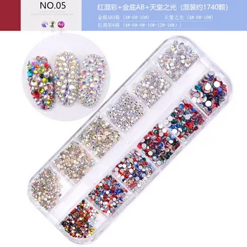 

by dhl 200boxes Multi Size Glass Rhinestones Mixed Colors Flat-back AB Colors Tip 3D Charms DIY Tips Nail Art Decorations hot