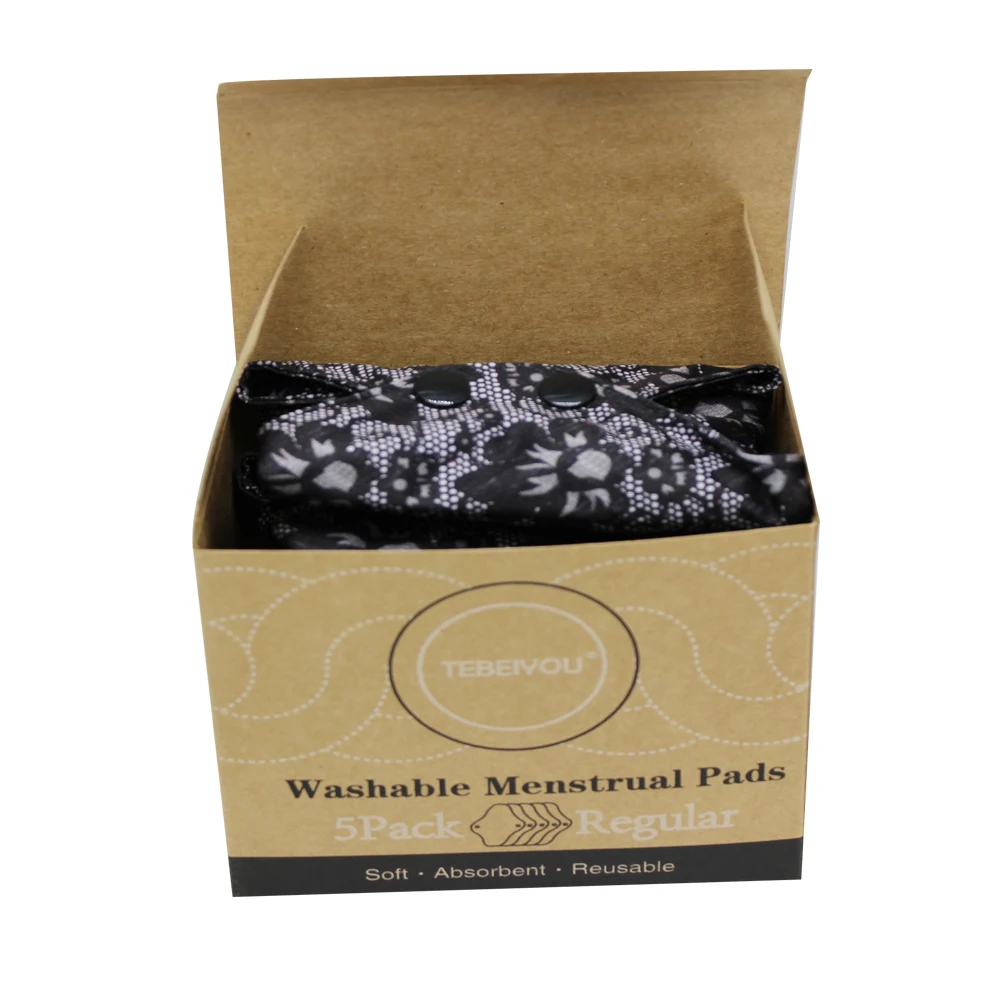 

5 pcs/box Cloth Menstrual Sanitary Pads Waterproof Menstrual Period Pads Woman Sanitary Pads