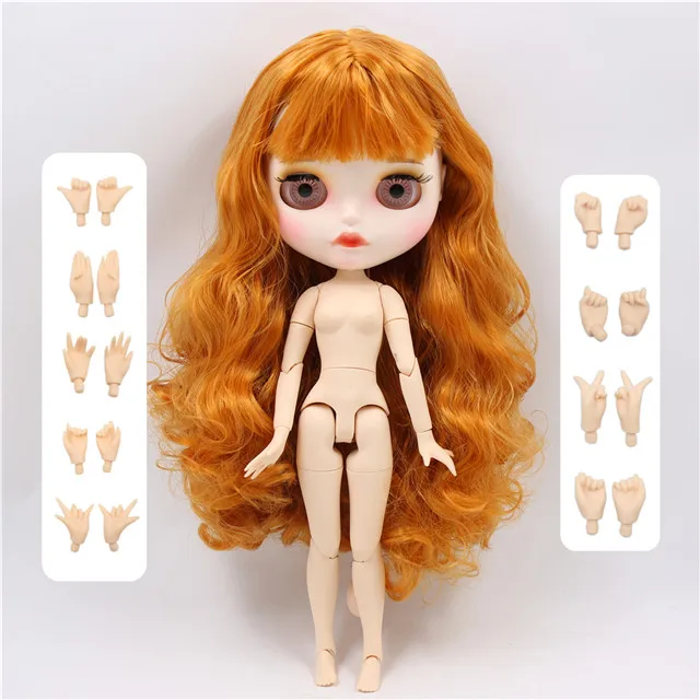 ICY factory blyth doll bjd joint body orange hair matte face toy BL0145 30cm girl gift - Цвет: doll with hands AB