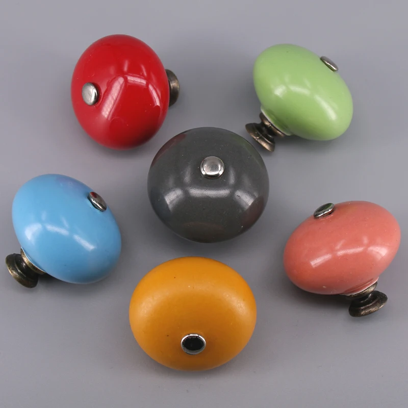 

1x Round Ball Ceramic Handle Pull Knobs Cabinet Door Cupboard Drawer Locker Vintage Retro Closet Knobs multi colors