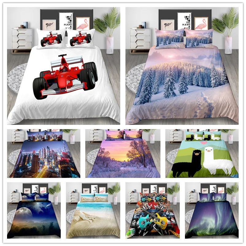 

Popular cartoon Bedding set Twin Full Queen Size with sheep car Bed Set Cover 3D Print of Bedding Cover Suit 2019 hot sale