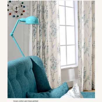 

New American-style Fresh Cotton and Linen Printed Curtains Are Suitable for Living Room Bedroom Study Blue Printed Curtains