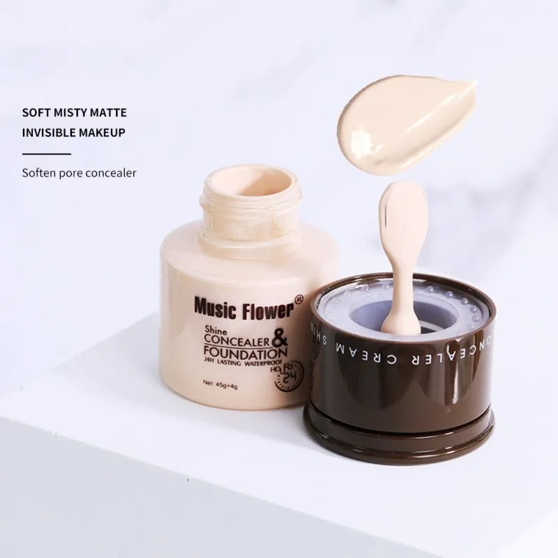 2 In 1 Liquid Foundation Highlighter Long Lasting Moisturizing Brighten Skin Color Foundation High Gloss Powder New