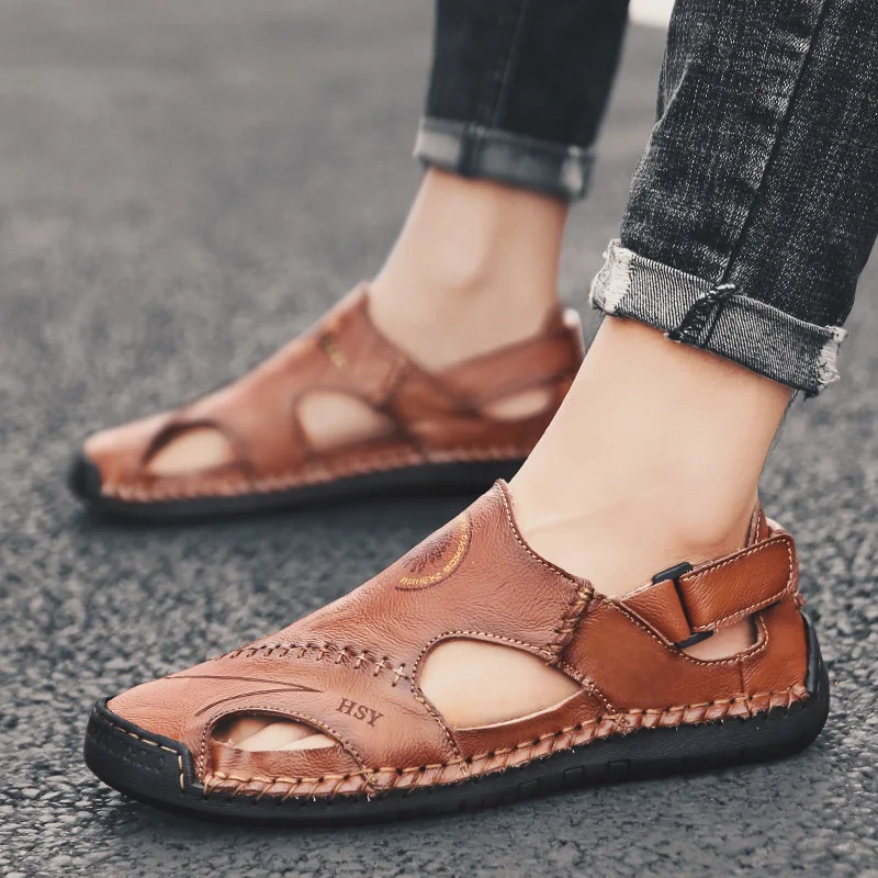 

Summer Slipper Men Sandals 2019 New Style Korean-style Anti-slip Soft-Sole Leather Slippers Outdoor Casual Sandals Men's Fashion