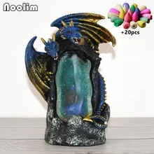 Двойные резиновые головы дракон курильница для благовоний горелка креативный домашний декор Кристалл светодиодный красочный свет водопад курильница+ 20 шт конусов
