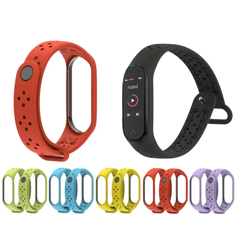 Браслет для Mi Band 4 3 спортивный ремешок часы металлический силиконовый mi band