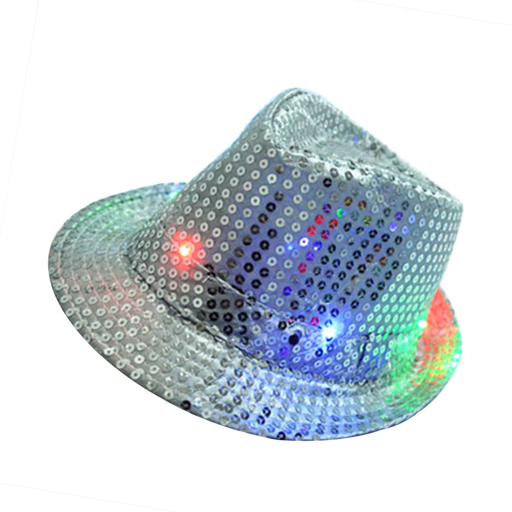

Luminous Adult Bar Disco Prop With LED Light Halloween Photograph Party Stylish Sequins Accessories Women Jazz Hat Dance