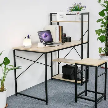 

Large Size Desktop Notebook Office Bed Tray Laptop Stand Bedside Desk Computer Study Office Working Table With Bookshelf HWC