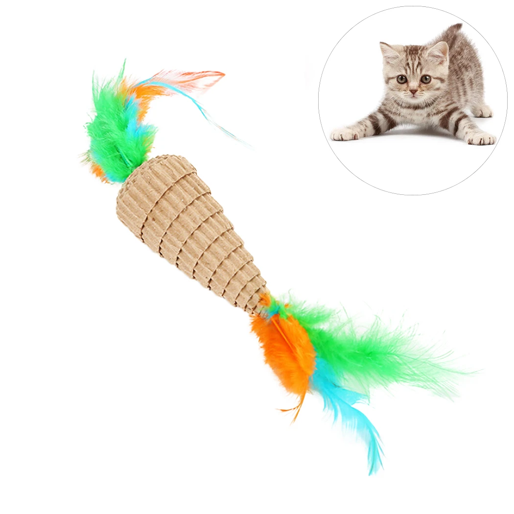 Новая игрушка для кошек жевательные игрушки для кошек красочные перья забавные игрушки для игры морковь гантбелл для кошек котенок интерактивный игрушка для домашней кошки игрушки - Цвет: carrot