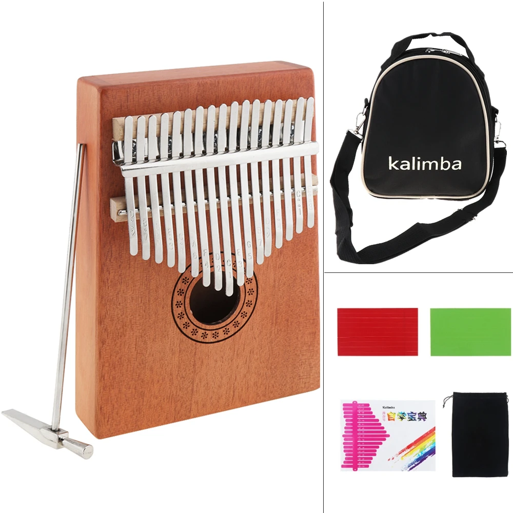 

17 Key Kalimba Thumb Finger Piano Single Board Mahogany Thumb Piano Mbira Mini Keyboard Instrument with Complete Accessories