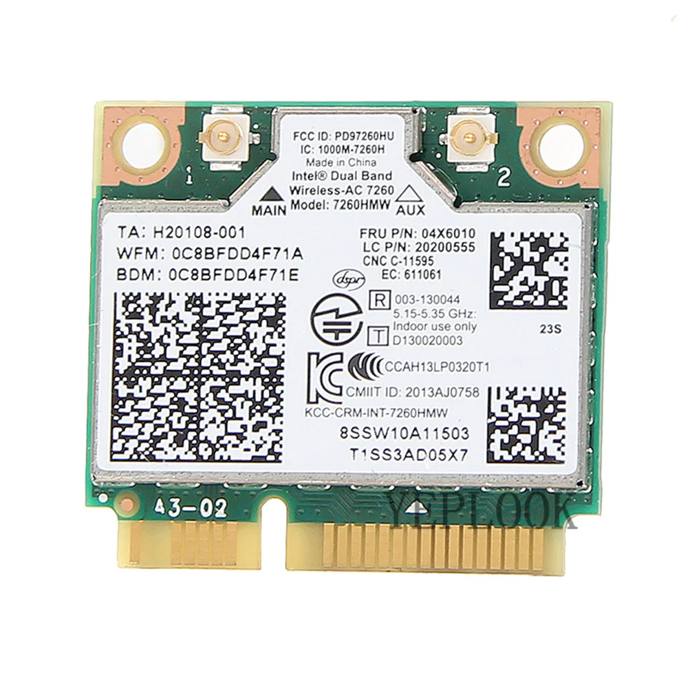 Scheda Wifi Intel Ac7260 Wireless-Ac 7260 7260Hmw 867Mbps Wifi Bt4.0 Dual Band 2.4G/5Ghz Mini Scheda Wifi Pci-E Per Lenovo S440 S540