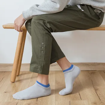 

Hot Men Boy Socks Cotton Boat Socks Short Thin Invisible Slip Breathable Solid Color Silicone Non-slip Sock