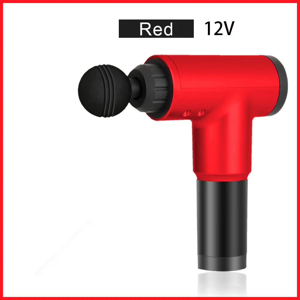 Red 3800r/min терапия массажные пистолеты 3 шестерни мышечный массажер Боль Спорт массаж машина расслабить тело похудение рельеф 4 головы с сумкой - Цвет: Red