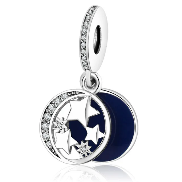 925 Sterling Silver Classic Queen Night Sky I Love You Intimate Partner Dazzling Woman Charm DIY Enamel Pendant - Окраска металла: 2059