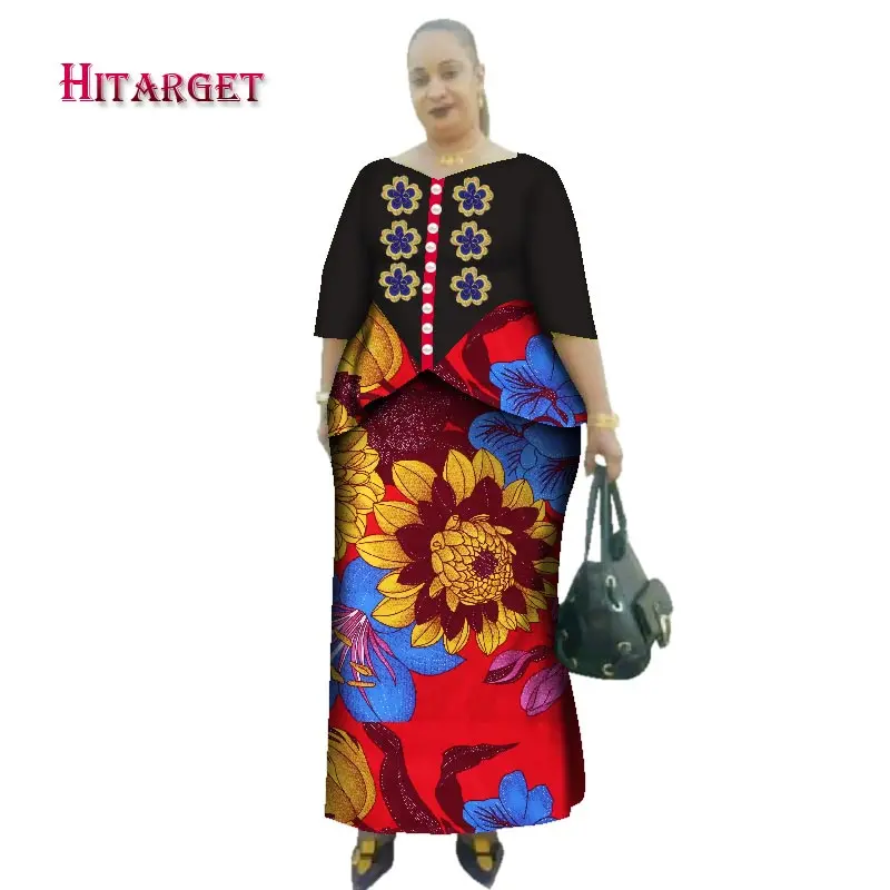 Hitarget, новинка, африканская восковая одежда с принтом для женщин, Дашики, традиционный хлопковый топ, юбка, набор из 2 частей, Дашики, платье, WY2638 - Цвет: 13