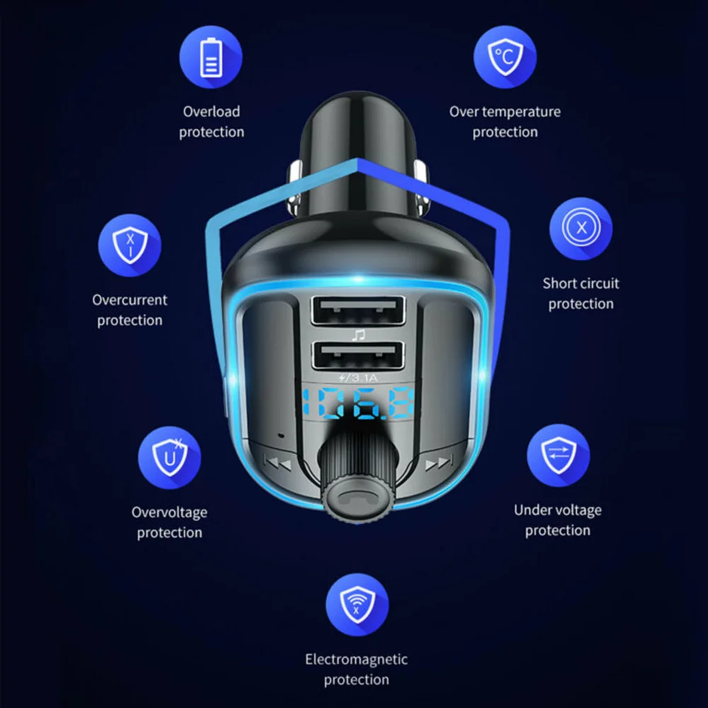 ABS + PC Оранжевый Светодиодный экран шумоподавление Bluetooth Автомобильный FM