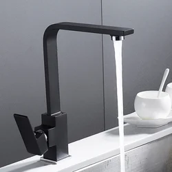 Modern Chrome Kitchen Faucet 360 Degree Rotation Water Filter Tap Water Faucets Brass Sink Tap Water Mixer Black Kitchen Fixture