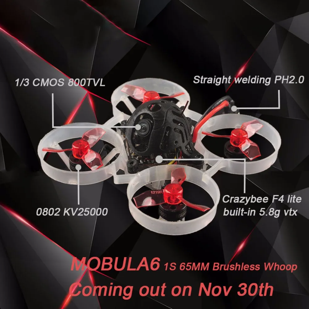 Happymodel Mobula6 1S 65 мм бесщеточный Bwhoop Мини FPV Крытый гоночный RTF с I6 пультом дистанционного управления Crazybee F4 Lite батареи управления полетом