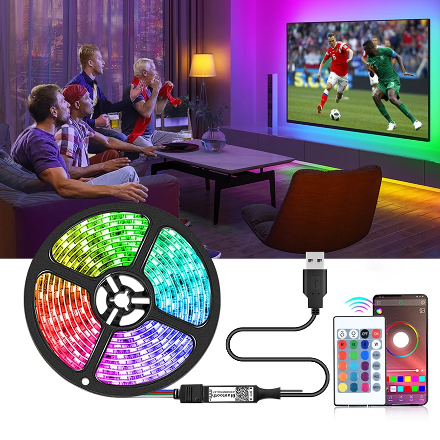 Светодиодная лента 5 В USB с управлением через приложение 5050 SMD RGB неоновая для