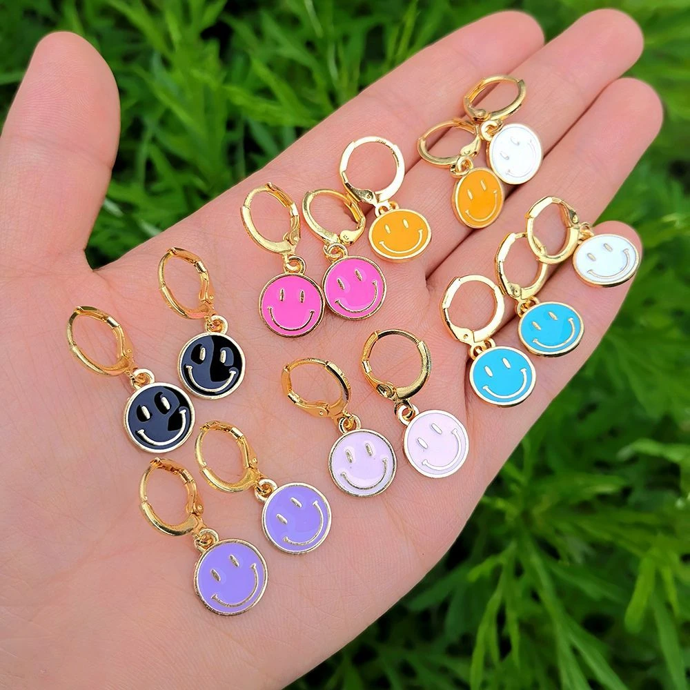 Emo Smiley Pendientes de caras aros Piercing Aretes Pendientes de Pendientes orejera joyería Oorbellen tendencia Brincos Bijoux Femme| de aro| AliExpress