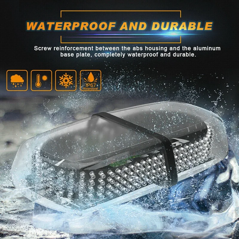 240 LED 15W Roof Top Emergency Beacon Hazard Flash Strobe Mini Light Bar Amber
