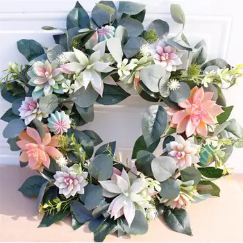 

Wedding Wreath Artificial Succulent Flower Hanging Wreath Front Door Wreath