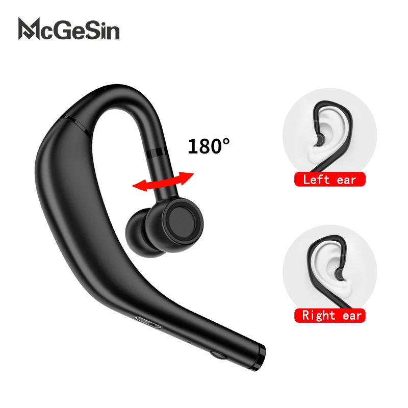 

New Handsfree Business Wireless Earphone Bluetooth 5.0 Headphone Earhook Single Earbuds Waterproof Sport Headset With Microphone